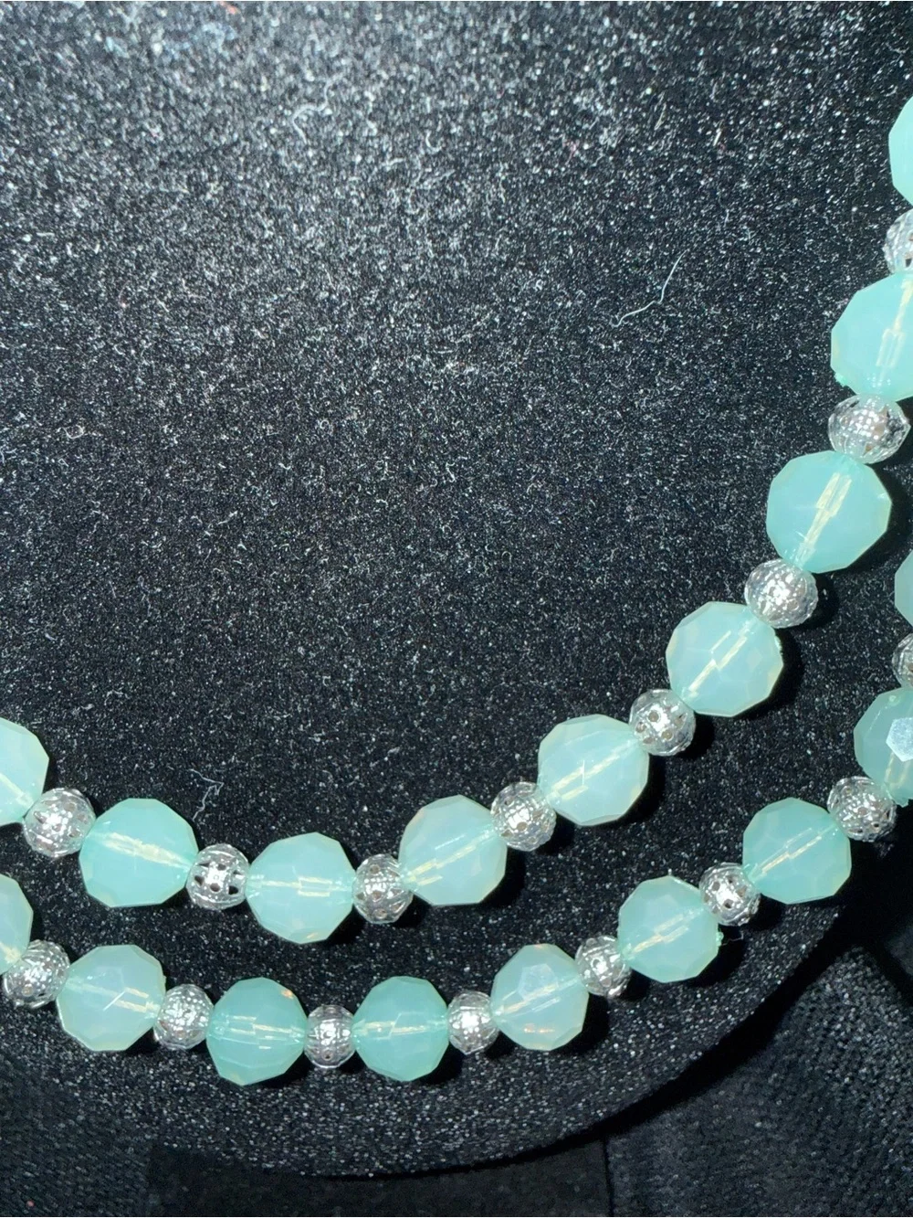 Elegant Light Blue Beaded Double-Strand Necklace